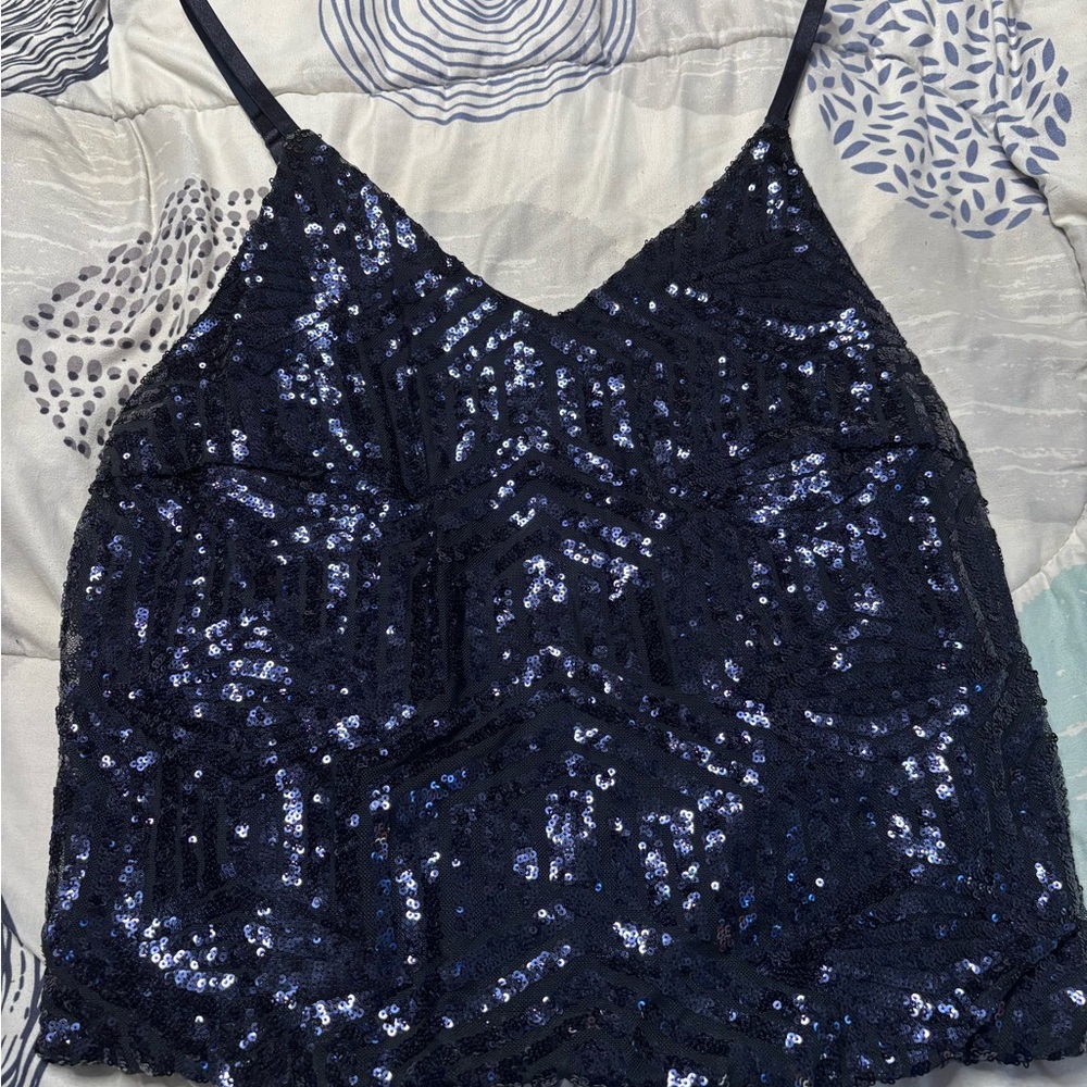 Sequin Navy Top